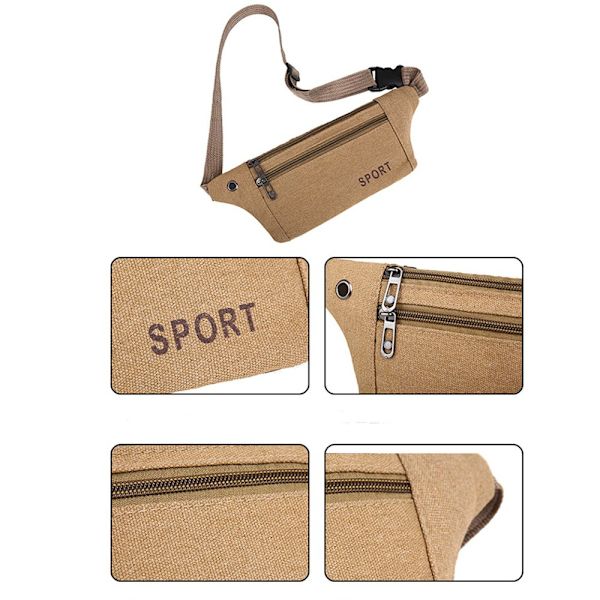 Hållbar & Stilsäker Midjeväska (Justerbar) Khaki