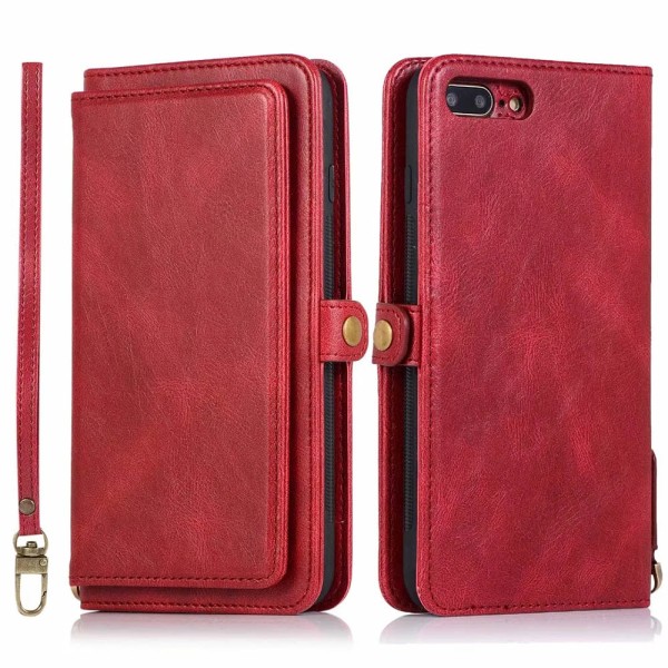 iPhone 8 Plus - Kraftig lommebokdeksel Röd
