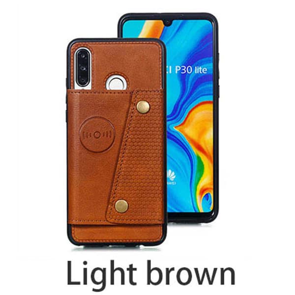 Glat cover med kortholder - Huawei P30 Lite Grå