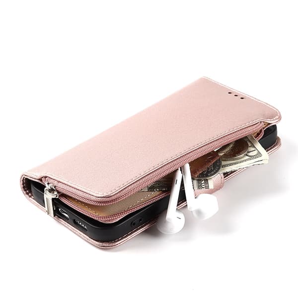 Elegant plånboksfodral med dragkedja - iPhone 15 Pro Röd