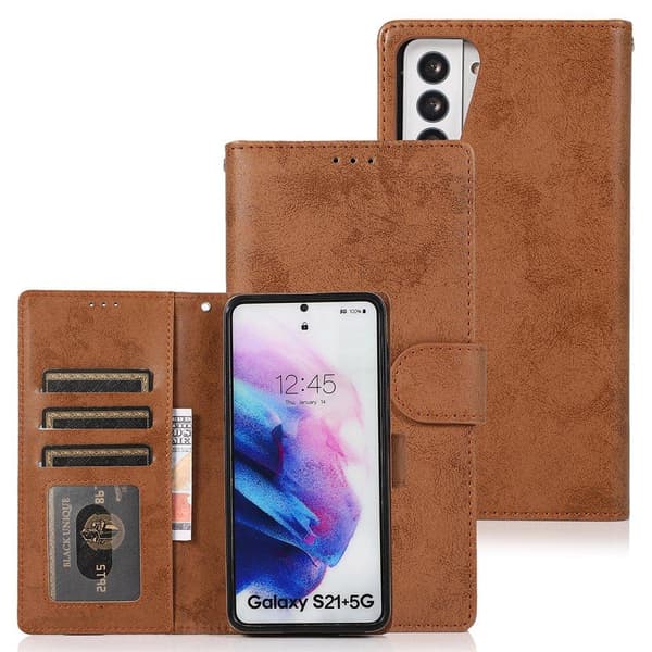 Tankevækkende pung etui (LEMAN) - Samsung Galaxy S21 Plus Mörkblå