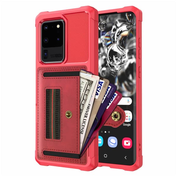 Glat cover med kortholder - Samsung Galaxy S20 Ultra Blå