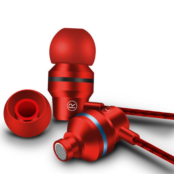 Elegante In-Ear-hodetelefoner med Mic-inline-kontroll Röd
