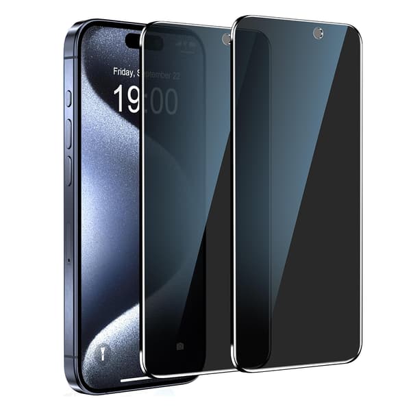 Skærmbeskyttelse 2.5D Black Spy til iPhone 15 Pro