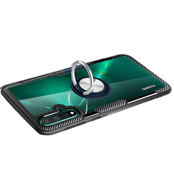 Huawei Nova 5T - Beskyttelsesskall med ringholder Marinblå/Silver