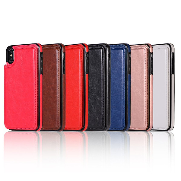 iPhone XS Max - Kansi lompakko-/korttilokerolla Röd