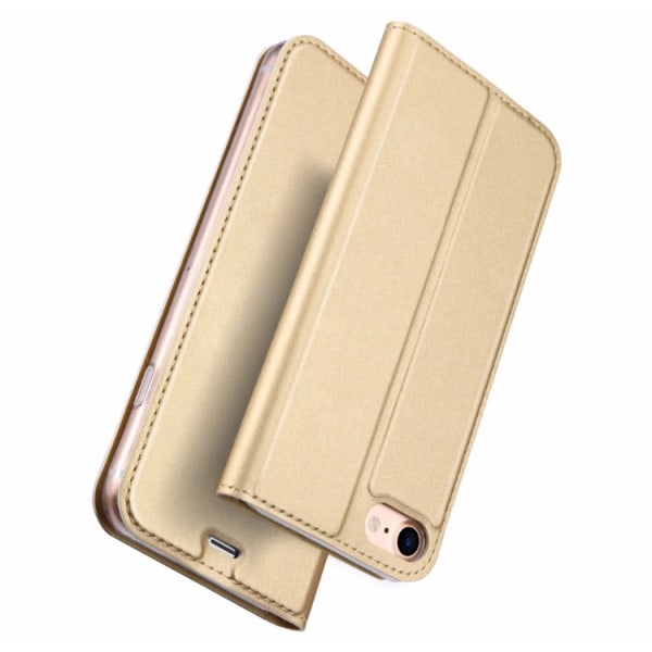 Elegant Exklusivt Fodral till iPhone 7 med plats för Kort Guld