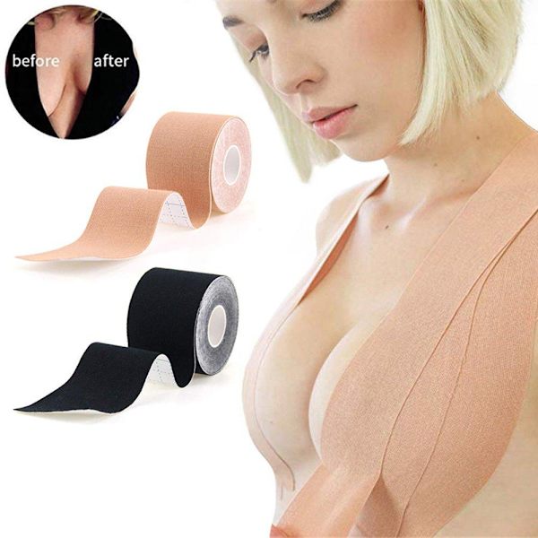 Glat elastisk selvklæbende BH brysttape Beige 6.5CM BREDD