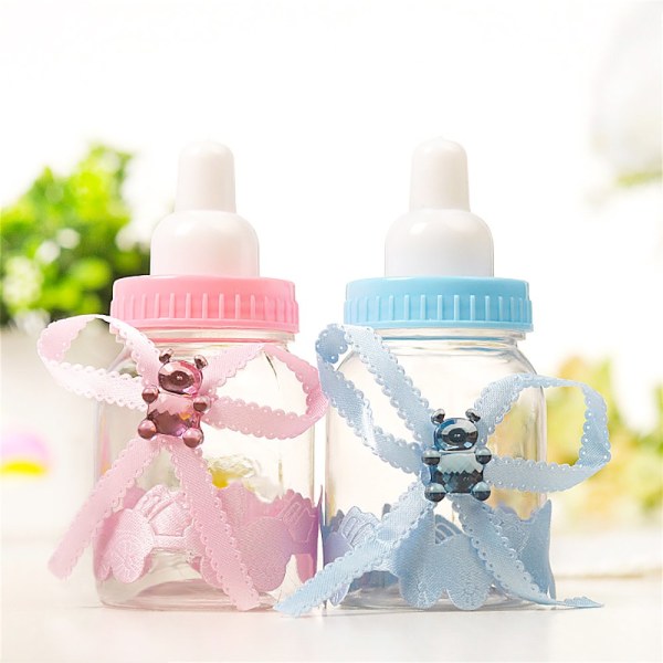 Elegant mini-babyflaske dåpsgave babydusj Blå