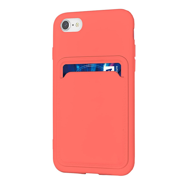 Skal med Kortfack - iPhone 8 Rosa
