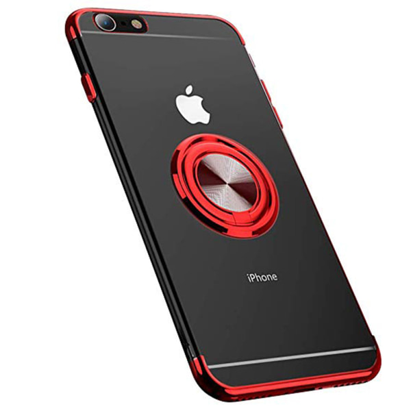 Beskyttende Silikon Shell Ring Holder - iPhone 6/6S PLUS Röd