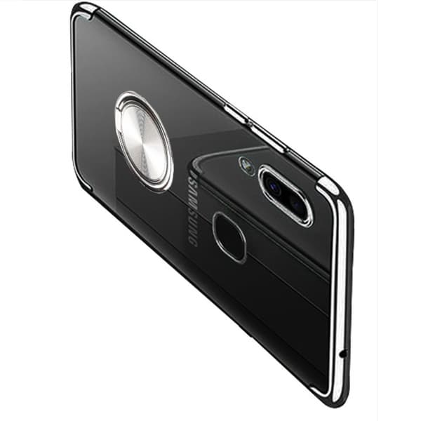 St�td�mpande Silikonskal med Ringh�llare - Samsung Galaxy A20E Svart