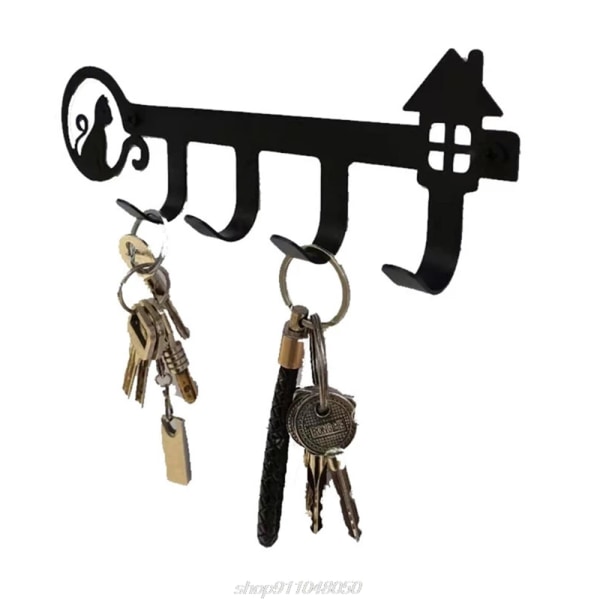 Slitesterk Cat Kleshenger Vegghenger Key Hanger Svart
