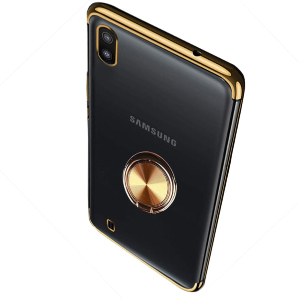 Samsung Galaxy A10 - Silikone etui med ringholder Guld