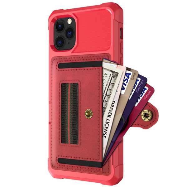 Praktiskt Skal med Korthållare - iPhone 11 Pro Röd