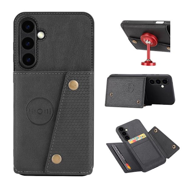 Lyxigt PC-läder Retro Flip Fashion Plånboksfodral för Galaxy S23 FE Svart