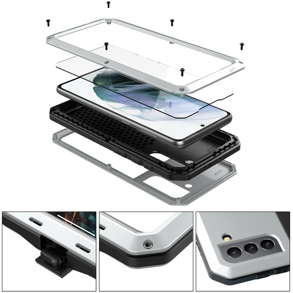 Kraftig beskyttelsescover i aluminium - Samsung Galaxy S21 Silver