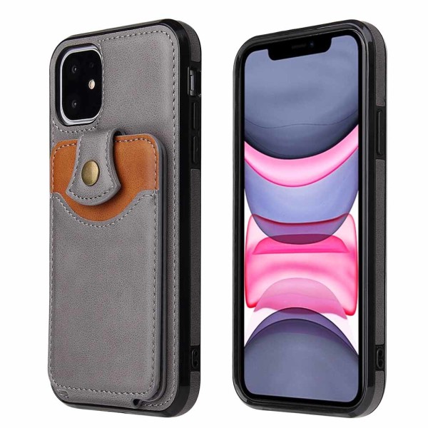 Glat cover med kortholder - iPhone 11 Grå