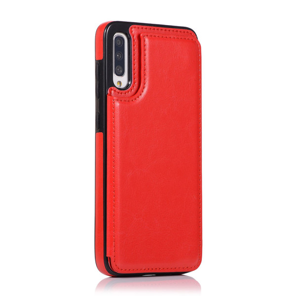 Praktisk cover med kortholder - Samsung Galaxy A70 Röd