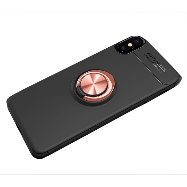 Autofokus beskyttelsesdeksel med ringholder - iPhone XR Svart/Rosé