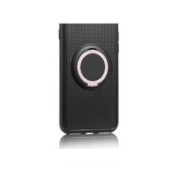iPhone 6/6S - FLOVEME Carbon Silikone Etui med Ring Holder Rosaröd