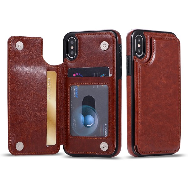 Stilig lommebokdeksel (M-Safe) til iPhone XS Max Brun