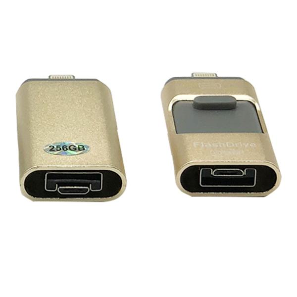 Lightning/Micro-USB-Minne - (Spara ner från din telefon) 256Gb Guld