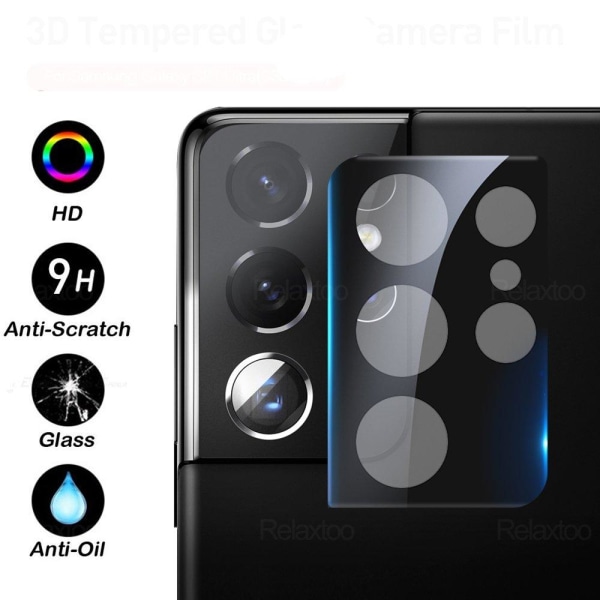 2-PACK Galaxy S21 Ultra Högkvalitativt 2.5D Kameralinsskydd Svart
