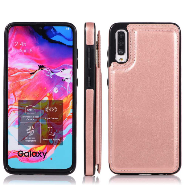 Praktiskt Skal med Korthållare - Samsung Galaxy A70 Roséguld