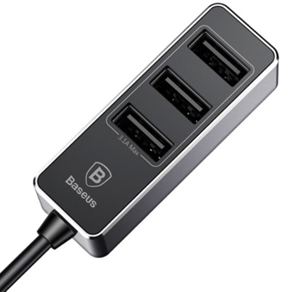 Smidig Slittålig Baseus 3-USB Port Billaddare Grå