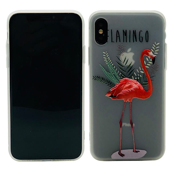 Skyddande Skal av Silikon till iPhone X (FLAMINGO)