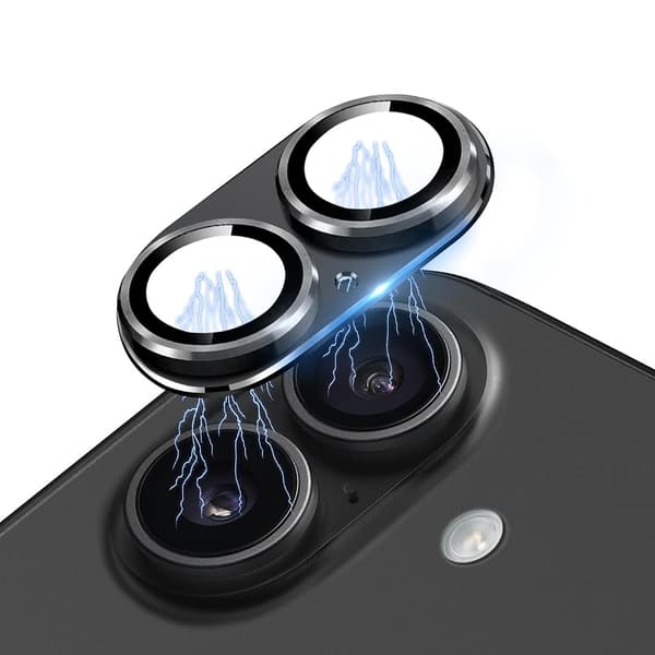 iPhone 17 Linsskydd  Transparent HD-Skydd med Svart Ram