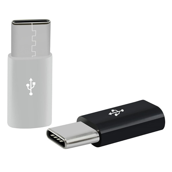 Micro-USB till USB-C  Adapter 2in1 Laddning + Dataöverföring Svart