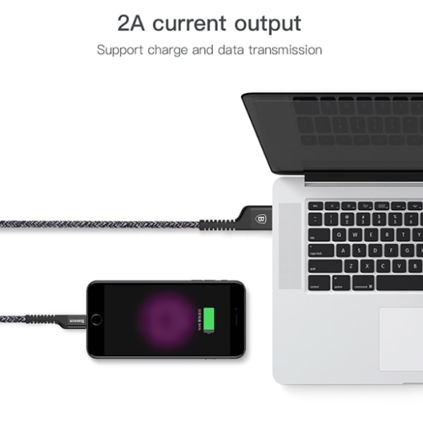 Slitstark Snabbladdnings-Kabel (Lightning) av BASEUS Röd