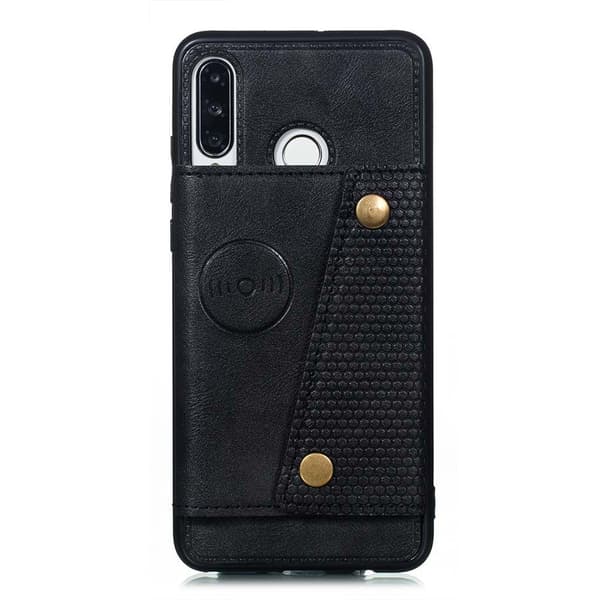Glat cover med kortholder - Huawei P30 Lite Grå