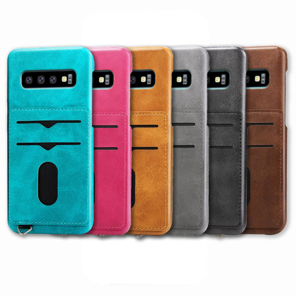 Samsung Galaxy S10 - Stilfuldt cover med kortholder (LEMAN) Rosaröd