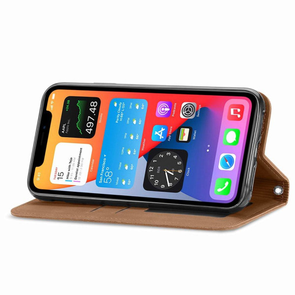 Tyylikäs lompakkokotelo - iPhone 12 Pro Max Mörkgrön