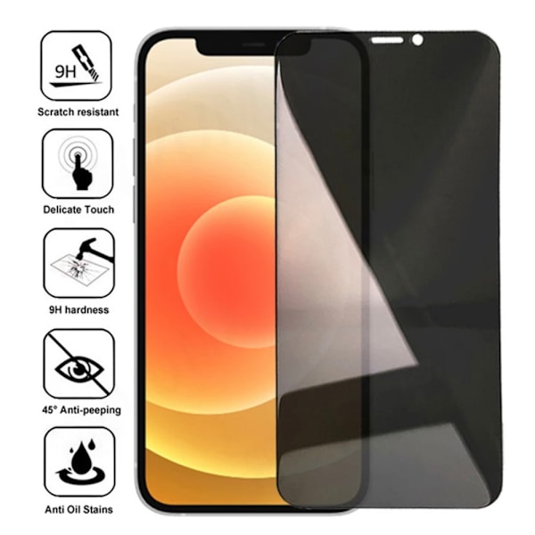 iPhone 12 / 12 Pro Skärmskydd 9H Privacy Härdat Glas