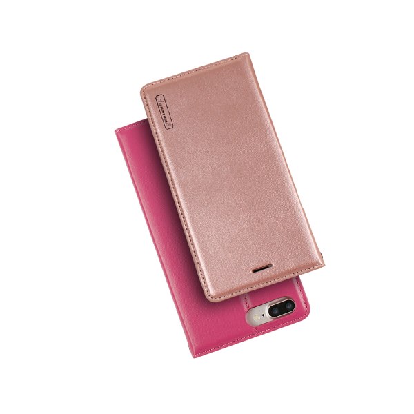 iPhone 8 Plus - Tyylikäs nahkakotelo lompakolla (T-Casual) Rosaröd