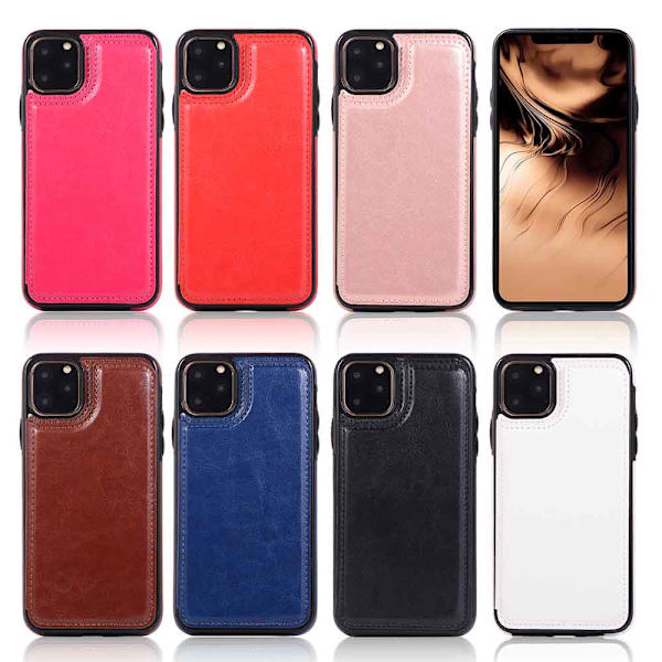 Effektivt deksel med kortlomme - iPhone 11 Rosaröd