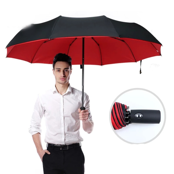 Glat og holdbar vindafvisende automatisk paraply Kaffe