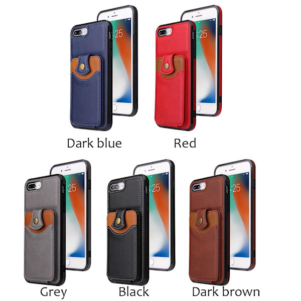 Smidigt Skal med Kortfack - iPhone 7 Plus Mörkblå