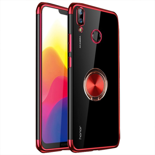 Huawei P Smart 2019 - Skyddande Silikonskal med Ringhållare Röd