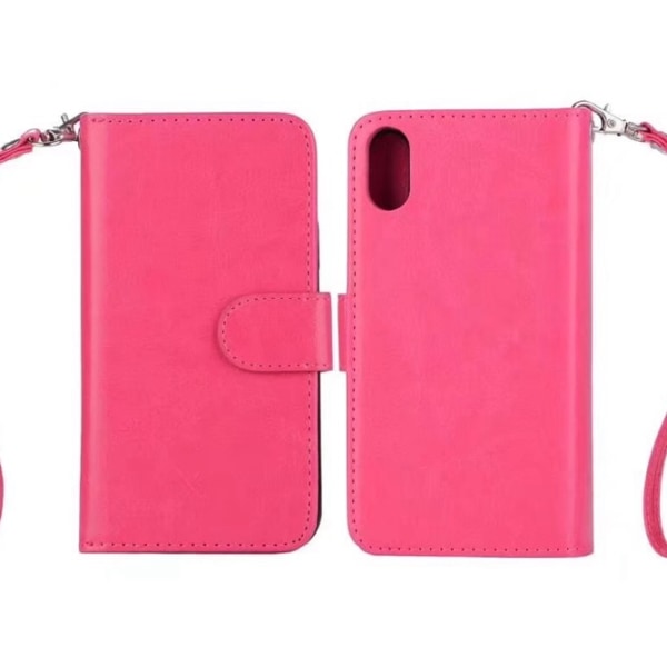 9-korts lommebokdeksel for iPhone X/XS (NY) Rosa