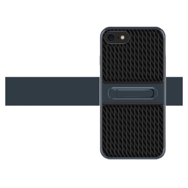 iPhone 7 - FLOVEME Elegant stødabsorberende hybridcover i kulstof Marinblå