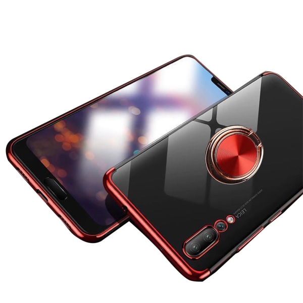 Stilfuld Robust Silikone Case Ring Holder - Huawei P20 Röd
