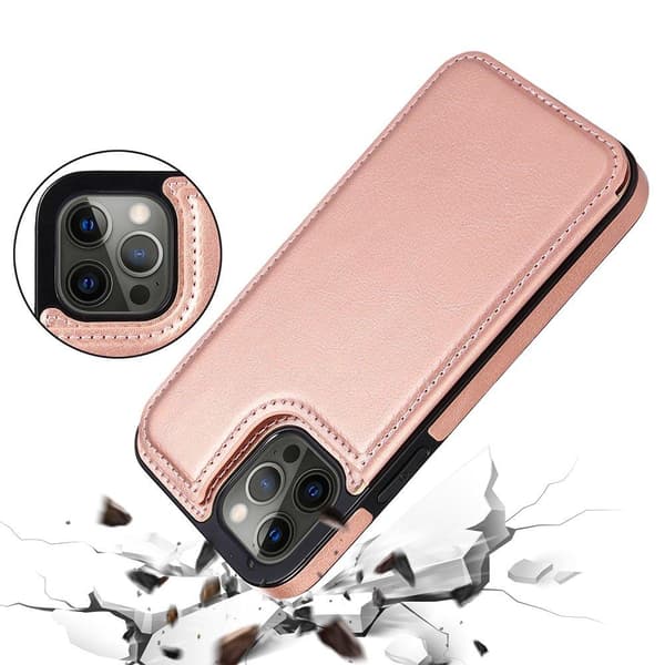 Professionelt etui med kortrum (NKOBEE) - iPhone 12 Pro Rosaröd