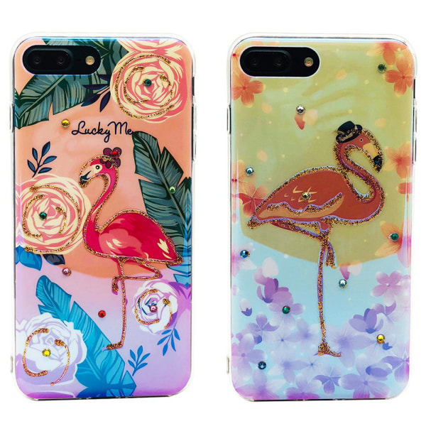 Cover i retro design (Pretty Flamingo) til iPhone 7 Plus