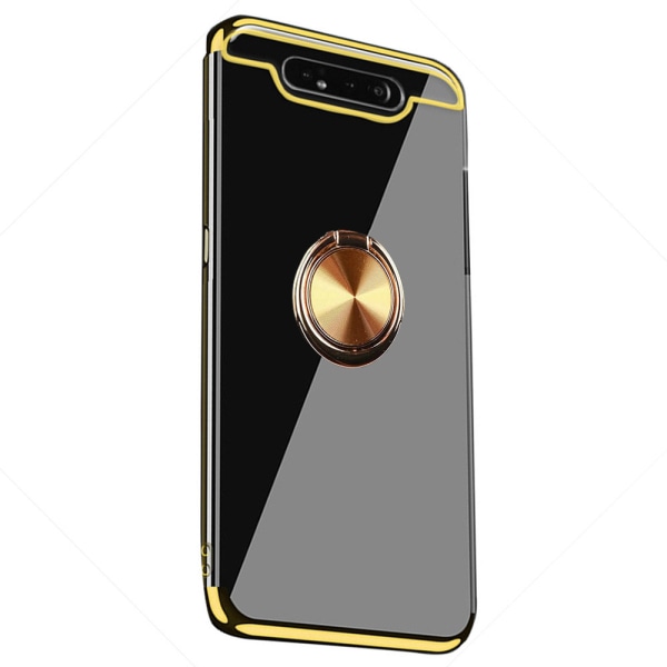 Glat silikonecover med ringholder - Samsung Galaxy A80 Guld