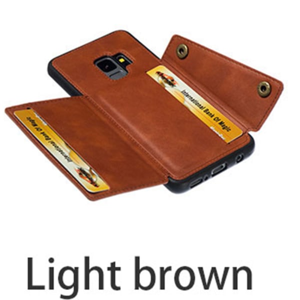 Stilrent Effektfullt Skal Korthållare - Samsung Galaxy S9 Ljusbrun